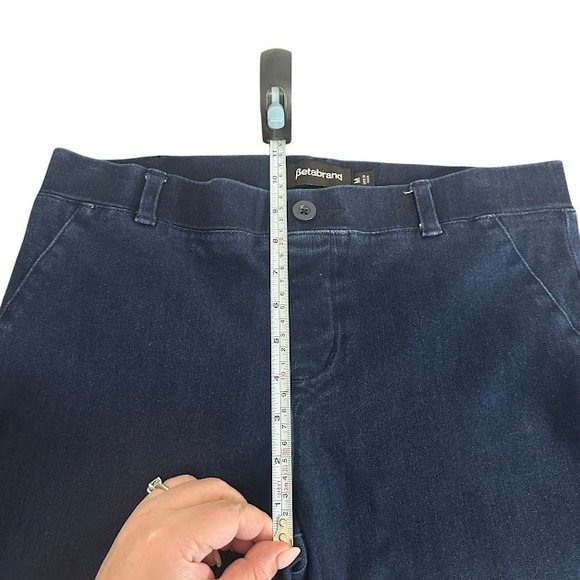 Betabrand‎ Dark Wash Yoga Pant Style Cropped Flare Stretch Jeans Womens M - Picture 4 of 5